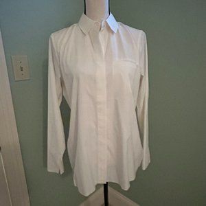 NWOT Athleta  ivory shadow stripe stretch buttondown high/low blouse